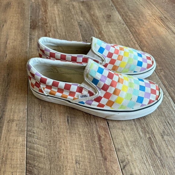 Vans rainbow checkerboard classic slip on sneakers size 9.5 - Picture 7 of 10